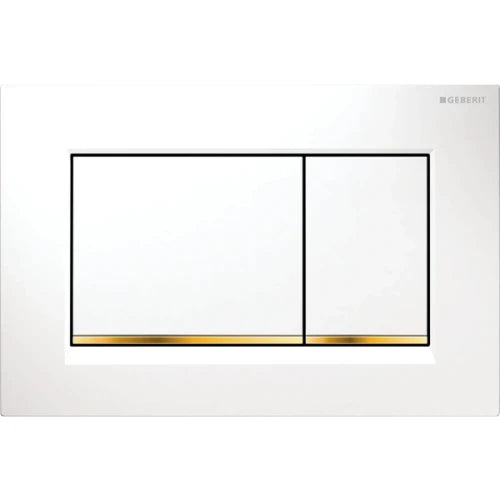 Geberit Sigma 20 (ex Sigma 30) plaque de commande - blanc or pour réservoir synthétique à encastrer 2 boutons de commande - or en bas de boutons
