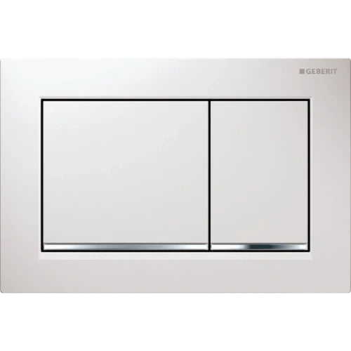 Geberit Omega 30 plaque de commande - blanc 2 touches synthétique blanc/chromé brillant/blanc