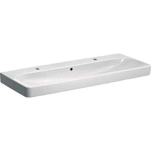 Geberit Smyle lavabo 1200 x 480 mm - blanc - 2 trous de robinet - avec trop-plein