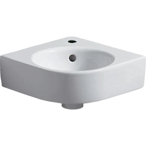 Geberit Renova Nr1 Comprimo lave-mains d'angle 320 x 320 mm - blanc - avec trou de robinet - avec trop-plein