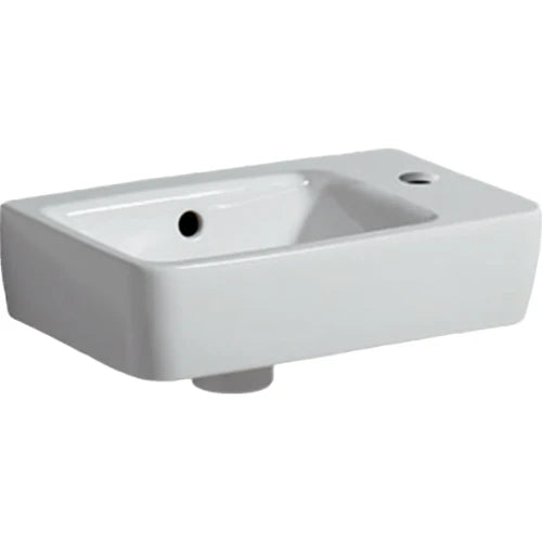 Geberit Renova Compact lave-mains asymétrique 400 x 250 mm - blanc KeraTect - avec trou de robinet droite - avec trop-plein