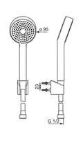 Hansa HansaBasicjet douchette 95 mm - 1 jet - chromé (contient: douchette - flexible de douche 1500 mm - support mural) - prix par set