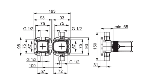 Hansa HansaMatrix élément encastré pour thermostat - avec/2 sorties