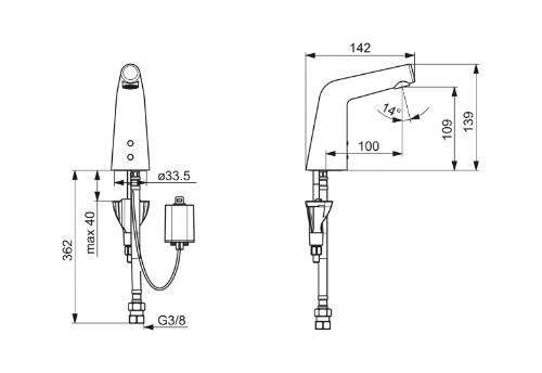 Hansa Hansadesigno Style robinet électronique eau froide 1/2 6V - chromé