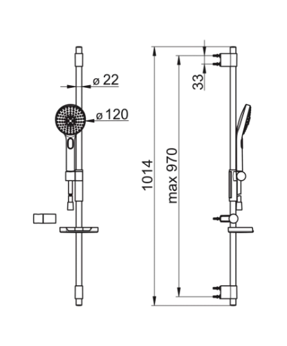 SET DE DOUCHE HANSA ACTIVEJET chromé montage murale-ronde flexible 150 cm avec support savon