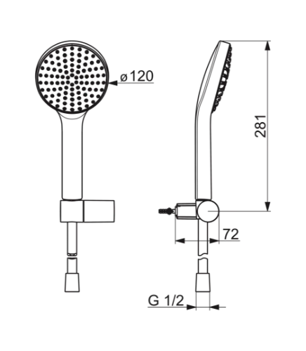 SET DE DOUCHE HANSA ACTIVEJET chromé montage mural douchette - flexible - support