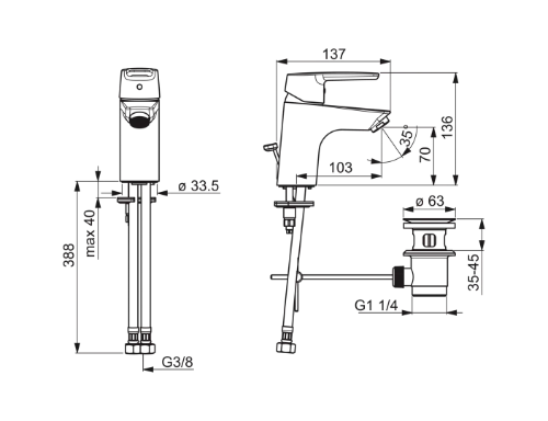 Hansa Hansapolo New mitigeur lavabo - chromé - avec vidage automatique - cold start