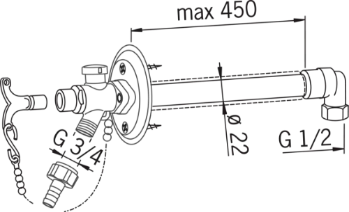 Hansa Eis robinet de façade avec aérateur,clef 450 MM - approuvé Belgaqua-antigel-recoupable