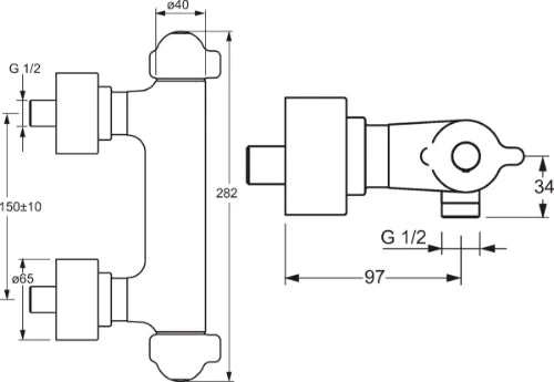 Hansa Hansamedipro rob. thermostat. douche DN15 1/2 - chromé