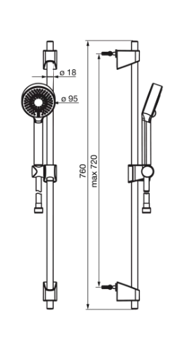 Hansa HansaBasicjet set de douche 760 mm  chromé barre de douche - douchette - flexible de douche 1750mm