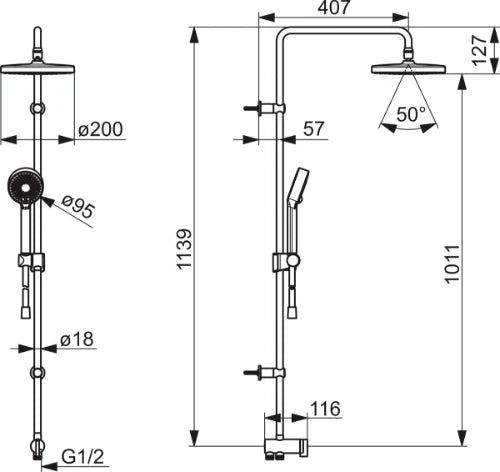 Hansa HansaBasicjet douche de pluie set chromé (douchette 95mm - douche de tête 200mm)