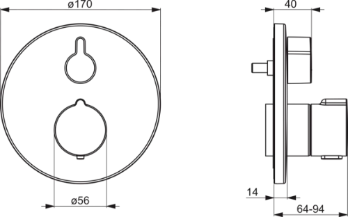 Hansa Hansahome set de finition robinet thermostatique avec inverseur - chromé - rond