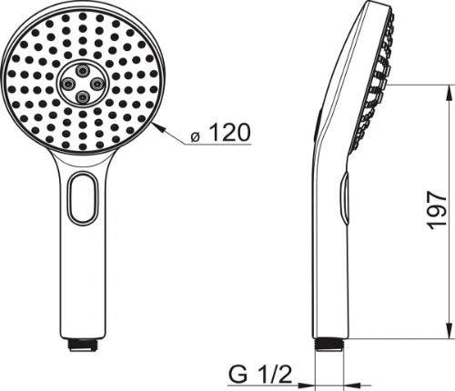 DOUCHETTE HANSA ACTIVEJET 120 MM chromé/gris 3 jet ronde