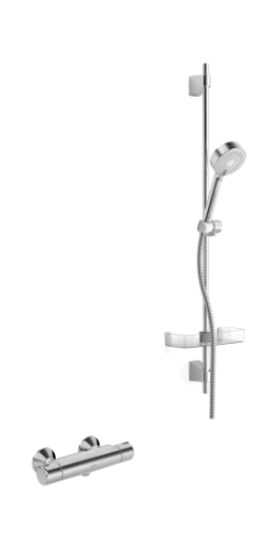 Hansa HansaMicra 96 ! cm set de douche chromé montage mural thermostat-douche de tête - flexible - rampe
