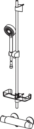 Hansa HansaMicra 96 ! cm set de douche chromé montage mural thermostat-douche de tête - flexible - rampe