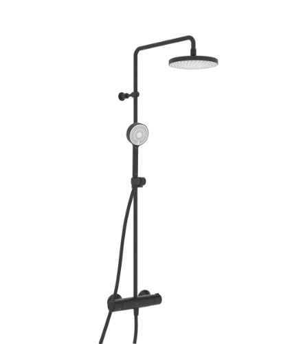 Hansa HansaMicra douche de pluie robinet noir mat (douchette 95mm - douche de tête 200mm)