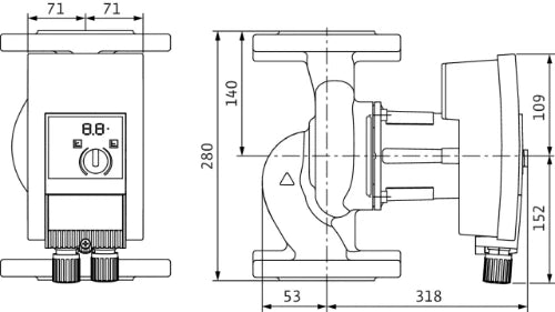 CIRCULATEUR WILO YONOS MAXO 50/0,5-12 280 - DN50 1x230v pn6/10
