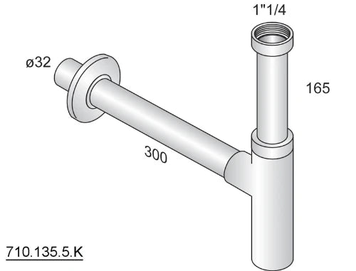 OMP Eleganta siphon bouteille 5/4 x 32 mm - chromé