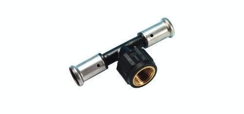 Henco PK-serie PVDF à sertir té réduit femelle 90° FFF 63 x 2 F x 63 mm