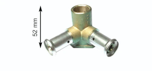 Henco laiton à sertir culasse double 90° FF 16 x 1/2 F x 16 mm - raccordement 90°