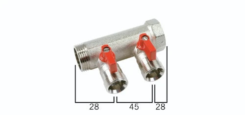 HENCO COLLECTEUR 1  AVEC VANNE À SPHERE ET4 EK CONNEXIONS BLEU