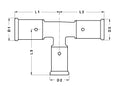 Henco laiton à sertir té réduit 90° FFF 20 x 20 x 16 mm