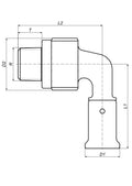 Henco PVDF à sertir coude de transition 90° MF 26 x 3/4 M