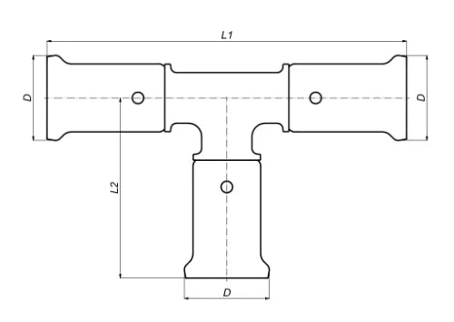 Henco PVDF à sertir té 90° FFF 50 x 50 x 50 mm