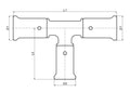 Henco PVDF à sertir té réduit 90° FFF 26 x 16 x 26 mm