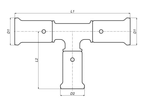 Henco PK-serie PVDF à sertir té réduit 90° FFF 40 x 16 x 40 mm