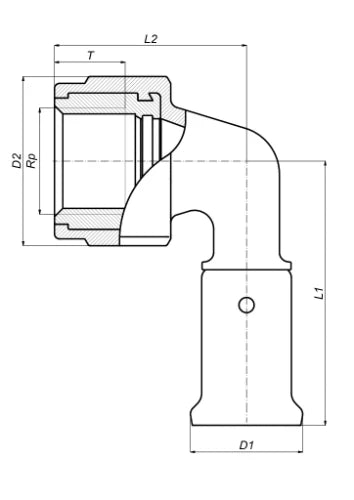 Henco PVDF à sertir coude de transition 90° FF 20 x 3/4 F