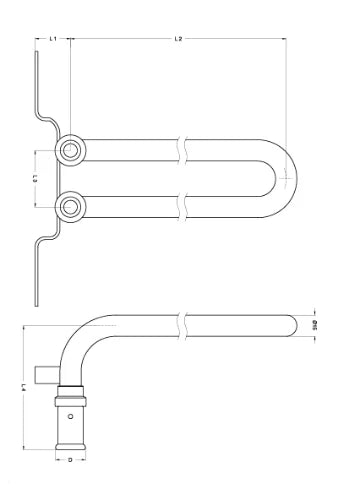 HENCO DOUBLE COURBE RAD. NICK. 300MM TU. EN CUIVRE,BOUT RATTACHÉ 16X1/2 (AS=50MM)