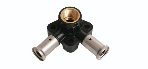 Henco PVDF à sertir culasse double 90° FF 20 x 1/2 F x 20 mm
