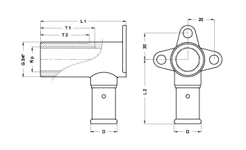 Henco laiton à sertir culasse 90° MF 16 x 3/4 M - modèle long