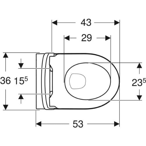 Geberit iCon cuvette suspendue PACK Rimfree (cuvette suspendue + abattant avec Softclose) sans bride - blanc - LxP530 mm