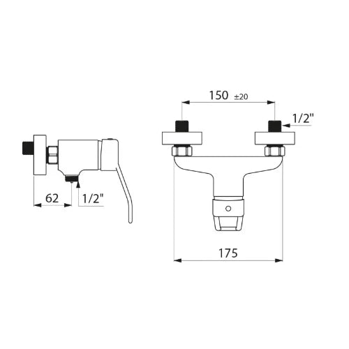DELABIE Mitigeur de douche EP, manette ajourée, raccords std