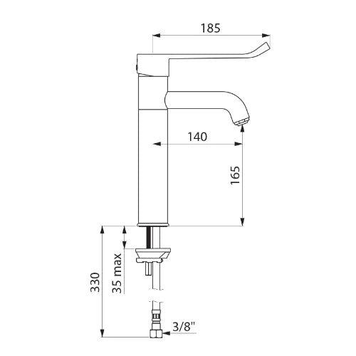 MELANGEUR DE LAVABO MONO-COMMANDE DELABIE SECURITHERM chromé levier PMR 215mm mitigeur à équilibrage de pression-corp int.lisse