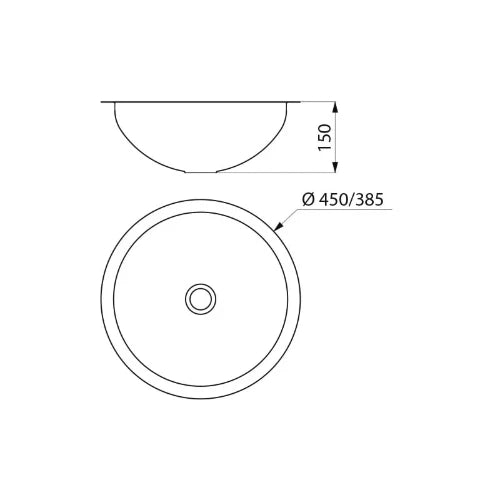 Delabie Hemi lavabo encastré rond 385 mm - RVS 304 mat - sans trou de robinet - sans trop-plein