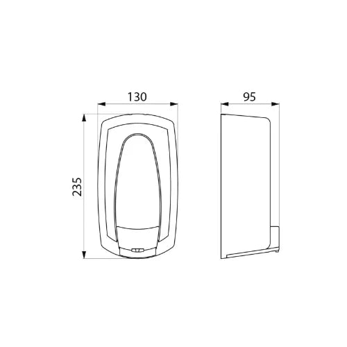 DISTRIBUTEUR SAVON DELABIE 0,9 130 - 95 o 235 ! blanc abs avec serrure, bouton anti-goutte