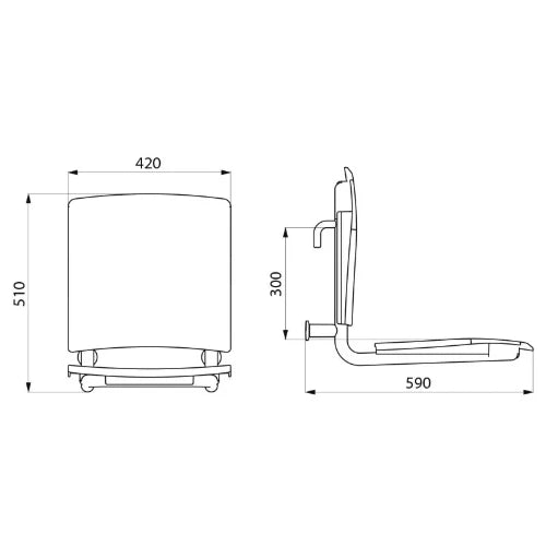 SIEGE MONTEE DOUCHE 420 - 590 o 510 ! CM 32 MM satiné rvs amovible à suspendre, grand confort