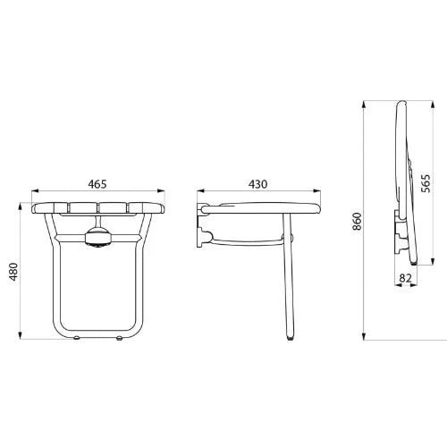 Delabie siège de douche alu rabattable large avec pied 430 x 465 x 480 mm - blanc