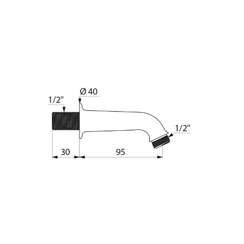DELABIE Bras de douche mural MM1/2" L.95 pour pomme F1/2"