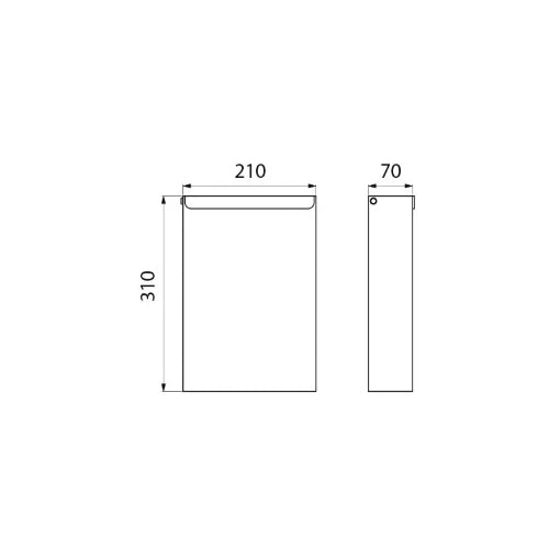 DELABIE platte afvalkorf met deksel gepolijst 70x210x310 mm gepolijst