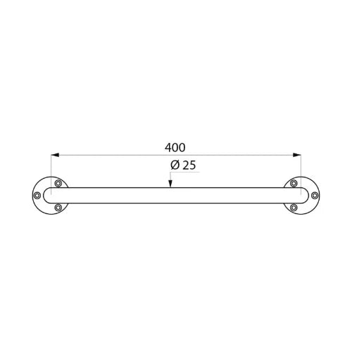 POIGNEE DELABIE 400 - 25 rvs poli - Fixations visibles par rosette avec 3 trous