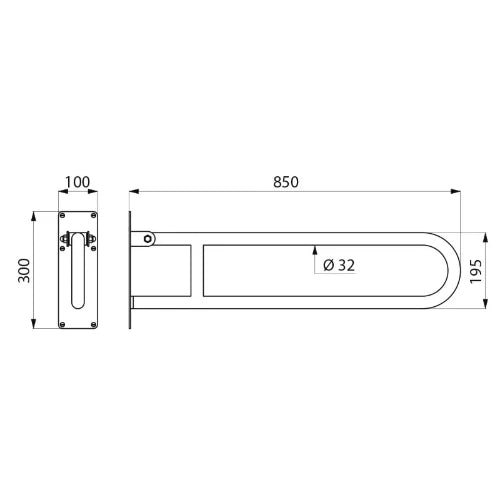 DELABIE Barre rabattable Basic Ø32 L.850 Inox satiné