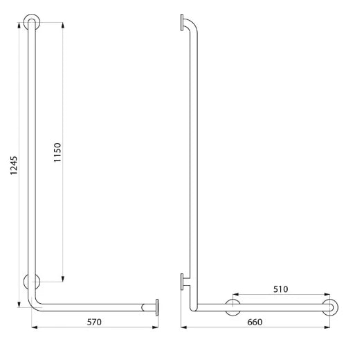 DELABIE haakse douchegreep nylon 1245x570x660 - dia 32mm wit