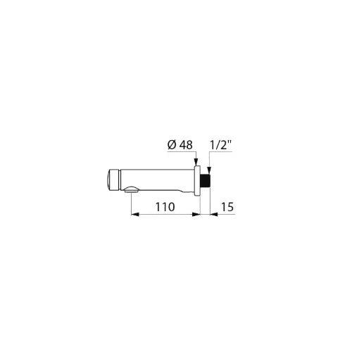 Delabie Temposoft robinet murale 2 1/2 chromé bouton poussoir,temporisé,durée 15sec,3l/min déb.