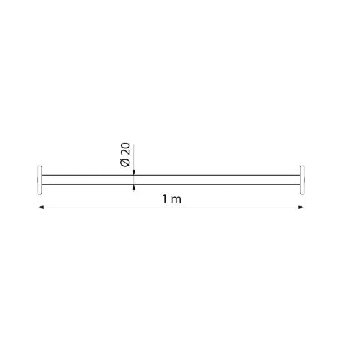BARRE DE DOUCHE 100 - CM 2 CM inox brillant fixations invisibles - a raccourcir