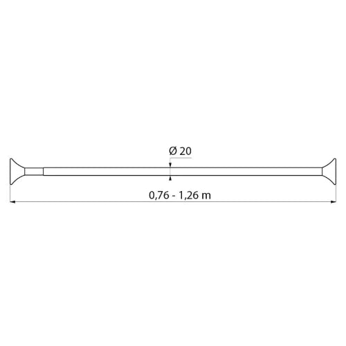 BARRE DE DOUCHE 126 - CM 20 aluminium téléscop. 0,76-1,26 m