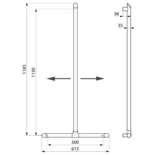 Delabie Barre de maintien en T Be-Line Ø35 H.1130x500 alu blanc